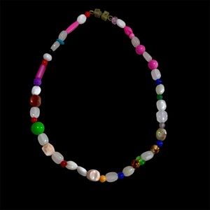Vintage Multicolored Acrylic Boho Beaded Necklace